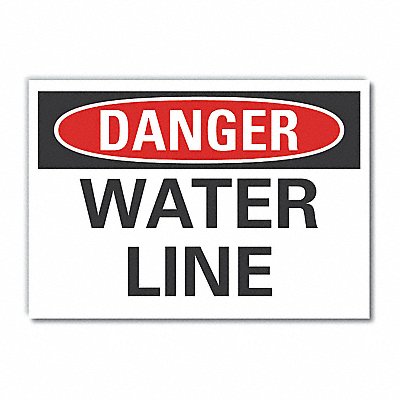 LYLE LCU40334RD5X35 Water Line Danger Reflective Label 3.5x5in