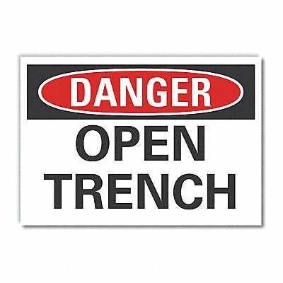 LYLE LCU40344RD5X35 Open Trench Danger Reflective Label 3.5x5in