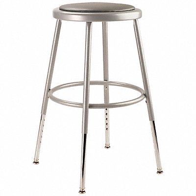 NATIONAL PUBLIC SEATING 6418H Round Stool Adjustable Legs Grey 19 H
