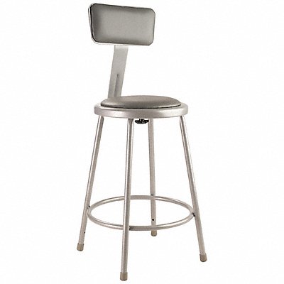 NATIONAL PUBLIC SEATING 6424B Round Stool Welded Tube Leg Grey 37 H
