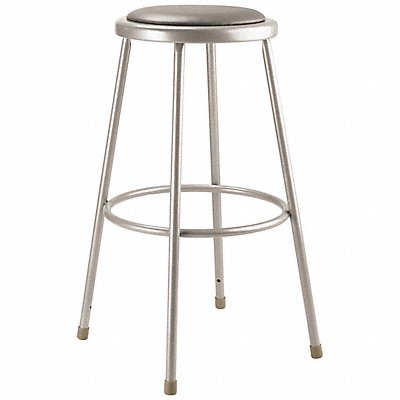 NATIONAL PUBLIC SEATING 6430 Round Stool Welded Tube Leg Grey 30 H