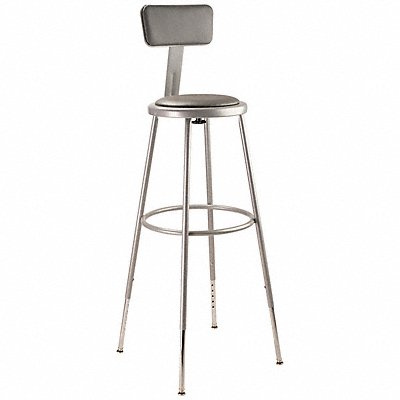 NATIONAL PUBLIC SEATING 6430HB Round Stool Adjustable Legs Grey 44 H