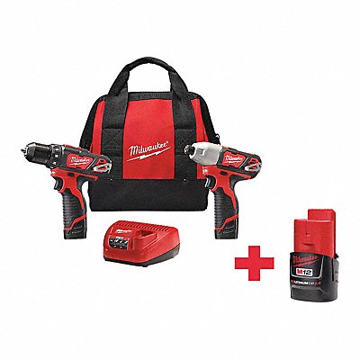 643F93 MILWAUKEE 24942200000000 Cordless Combination Kit 2 Tools 12V DC