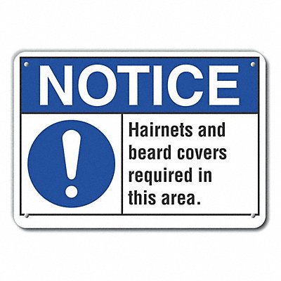 LYLE LCU50001NA10X7 Aluminum Hair Covrage Notice Sign 7x10in