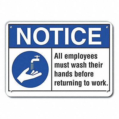 LYLE LCU50002RA14X10 Reflective Wash Hand Notice Sign 10x14in Alum