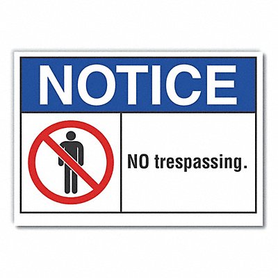 LYLE LCU50009RD5X35 No Trespassing Notice Reflective Label 3.5x5in