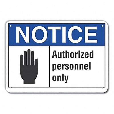 LYLE LCU50013NA14X10 Alum Auth Personnel Notice Sign 10x14in