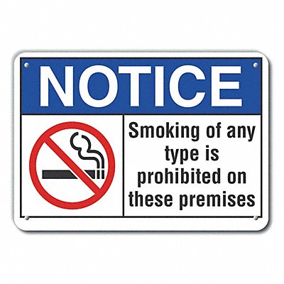 LYLE LCU50030RA10X7 Reflective No Smoking Notice Sign 7x10in Alum