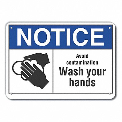 LYLE LCU50033RA10X7 Reflective Wash Hands Notice Sign 7x10in Alum