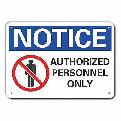 LYLE LCU50044NA14X10 Alum Auth Personnel Notice Sign 10x14in