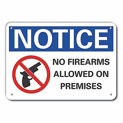 LYLE LCU50056NA14X10 Aluminum No Weapons Notice Sign 10x14in