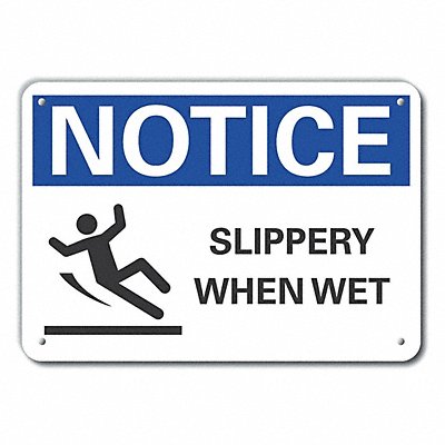 LYLE LCU50063NA14X10 Alum Slippery Floor Notice Sign 10x14in