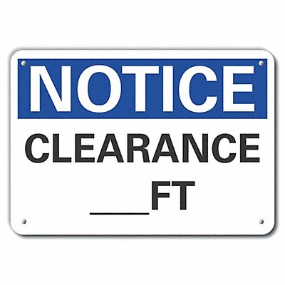 LYLE LCU50085RA14X10 Reflective Clearance Notice Sign 10x14in Alum