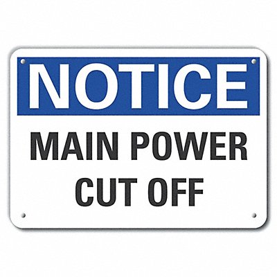 LYLE LCU50106NP10X7 Power Cut Off Notice Sign 7x10in Plastic