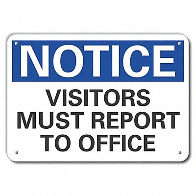 LYLE LCU50153RA14X10 Reflective Visitors Notice Sign 10x14in Alum
