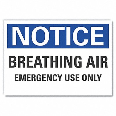 LYLE LCU50157ND7X5 Breathing Apparatus Notice Label 5x7in