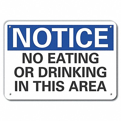 LYLE LCU50166NP14X10 Plastic Eating Rstrctn Notice Sign 10x14in