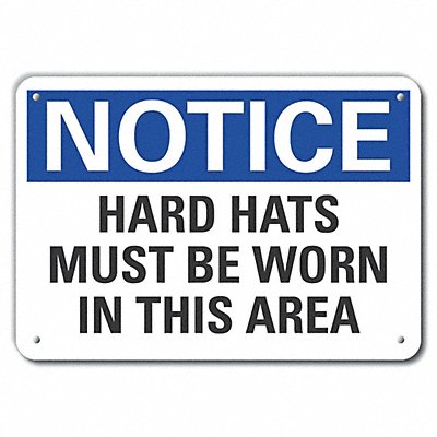 LYLE LCU50172NA14X10 Alum Hard Hat Notice Sign 10x14in Alum