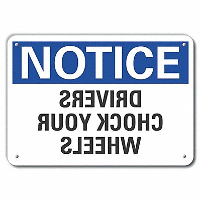 LYLE LCU50177NA14X10 Chock Wheels Notice Sign 10inx14in Alum