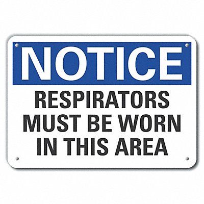 LYLE LCU50185NA14X10 Respirator Required Notice Sign 10x14in