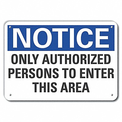LYLE LCU50206NA14X10 Auth Personnel Notice Sign 10x14in Alum