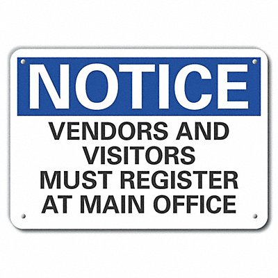 LYLE LCU50231RA14X10 Reflective Visitors Notice Sign 10x14in Alum