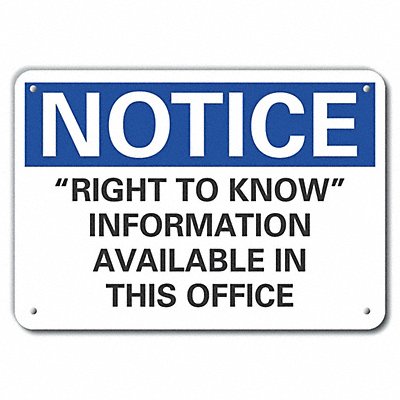 LYLE LCU50238NA10X7 Aluminum Information Notice Sign 7x10in
