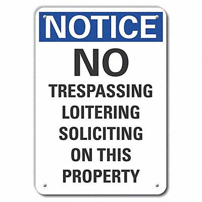 LYLE LCU50247NA14X10 No Trespassing Notice Sign 14x10in Alum