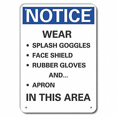 LYLE LCU50279RA14X10 Reflective Chemicals Notice Sign 14x10in Alum