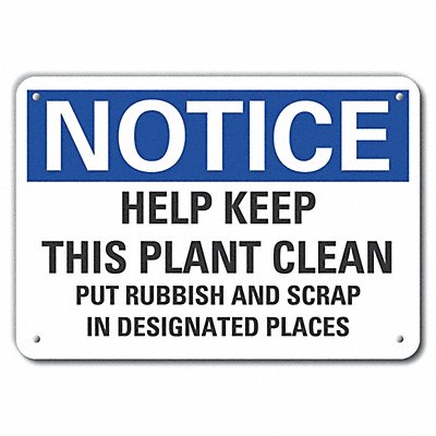 LYLE LCU50283NA10X7 Aluminum Cleaning Notice Sign 7x10in
