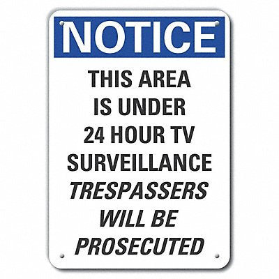 LYLE LCU50290NA14X10 Alumin Surveillance Notice Sign 10x14in