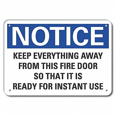 LYLE LCU50292RA10X7 Reflective Fire Door Notice Sign 7x10in Alum