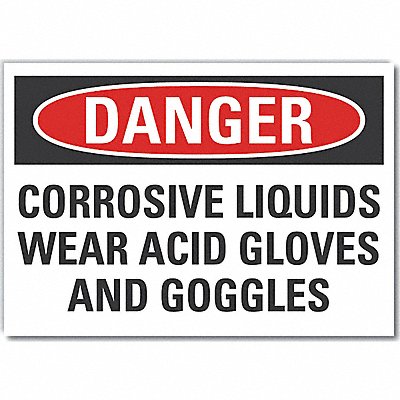 LYLE LCU40623ND10X7 Corrosive Material Danger Lbl 7x10in