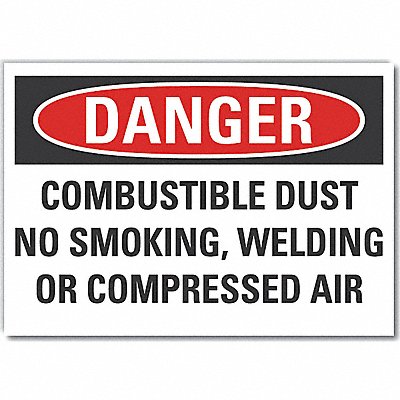LYLE LCU40658RD7X5 Combustible Dust Danger Reflective Label 5x7in