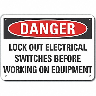 LYLE LCU40666NA14X10 Alum Lockout Tagout Danger Sign 10x14in