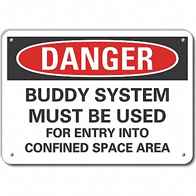LYLE LCU40675NP10X7 Confined Space Danger Sign 7x10in Plastc
