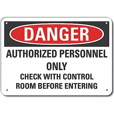 LYLE LCU40687NA14X10 Auth Personnel Danger Sign 10x14in Alum