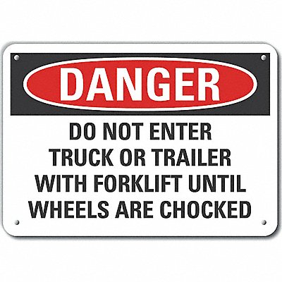 LYLE LCU40690NA14X10 Alum Chock Wheels Danger Sign 10x14in
