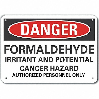 LYLE LCU40697NA14X10 Formaldehyde Danger Sign 10inx14in Alum