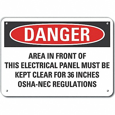 LYLE LCU40710NP14X10 Elec Panel Danger Sign 10x14in Plastic