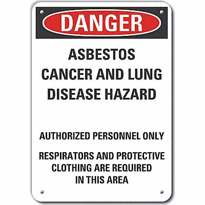 LYLE LCU40718NA10X7 Alum Asbestos Danger Sign 10x7in Alum