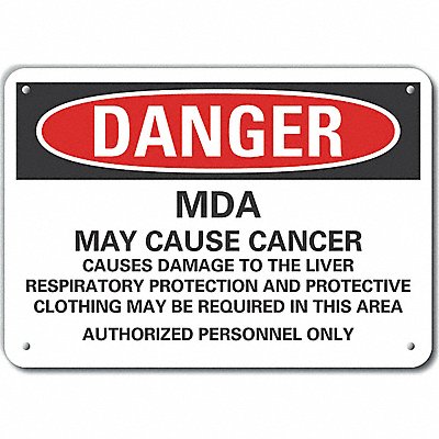 LYLE LCU40721NP14X10 Plastic Mda Danger Sign 10x14in Plastic