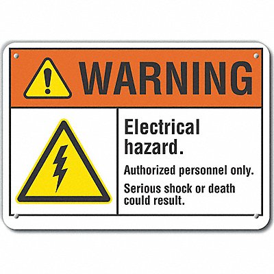 LYLE LCU60003NA14X10 Elec Hazard Warning Sign 10x14in Alum