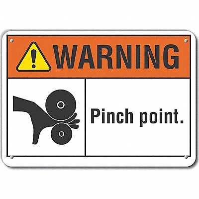 LYLE LCU60026RA14X10 Reflective Pinch Point Warning Sign 10x14in Alum