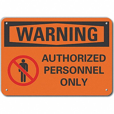 LYLE LCU60041NA14X10 Auth Personnel Warning Sign 10x14in Alum