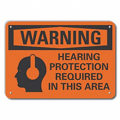 LYLE LCU60058NA14X10 Alum Hearing Warning Sign 10x14in Alum
