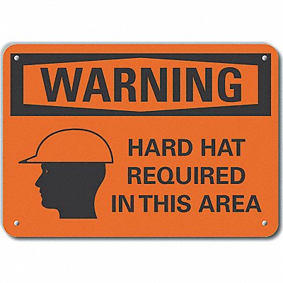 LYLE LCU60063NA10X7 Alum Hard Hat Warning Sign 7x10in Alum