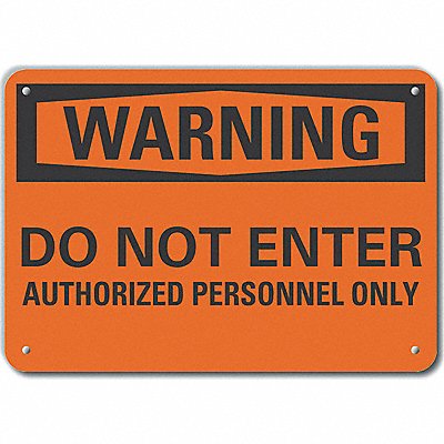 LYLE LCU60127NA14X10 Auth Personnel Warning Sign 10x14in Alum