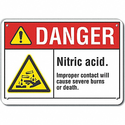 LYLE LCU40005RA14X10 Rflct Nitric Acid Danger Sign 10x14in