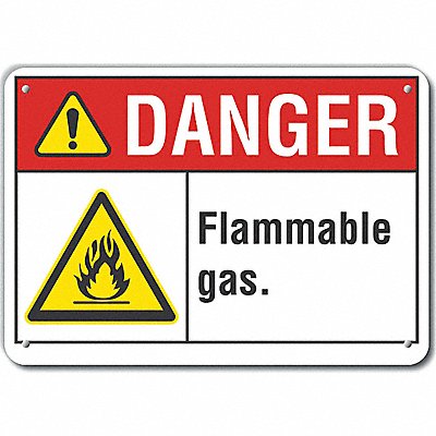 LYLE LCU40016NA14X10 Flammable Gas Danger Sign 10inx14in Alum